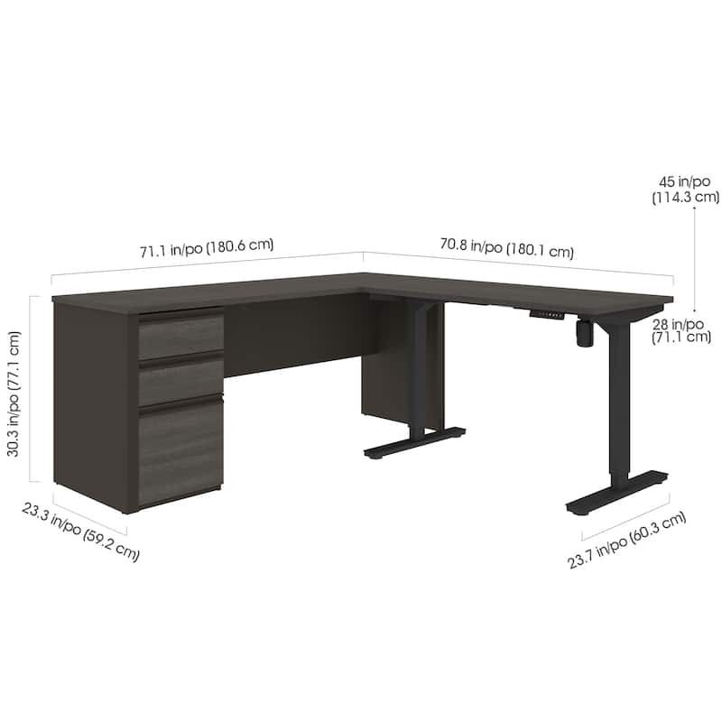 Bestar Prestige L-Desk including Electric Height Adjustable Table