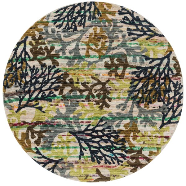 Shop Flatweave Maria Grey/ Multi Coral Round Rug 3' x 3' Free