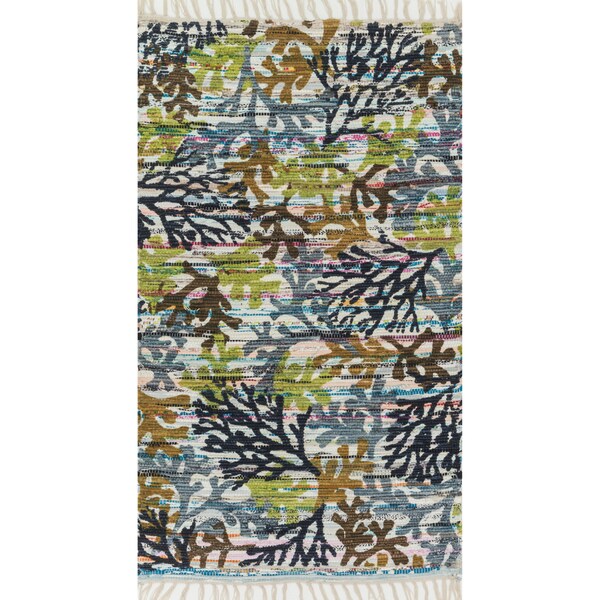 Flatweave Maria Grey/ Multi Coral Rug - 1'8" x 3'