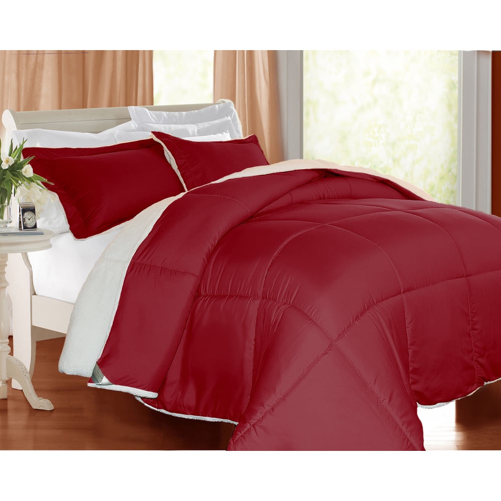 HOME Microfiber and Sherpa Down Alternative 3-piece Comforter Set