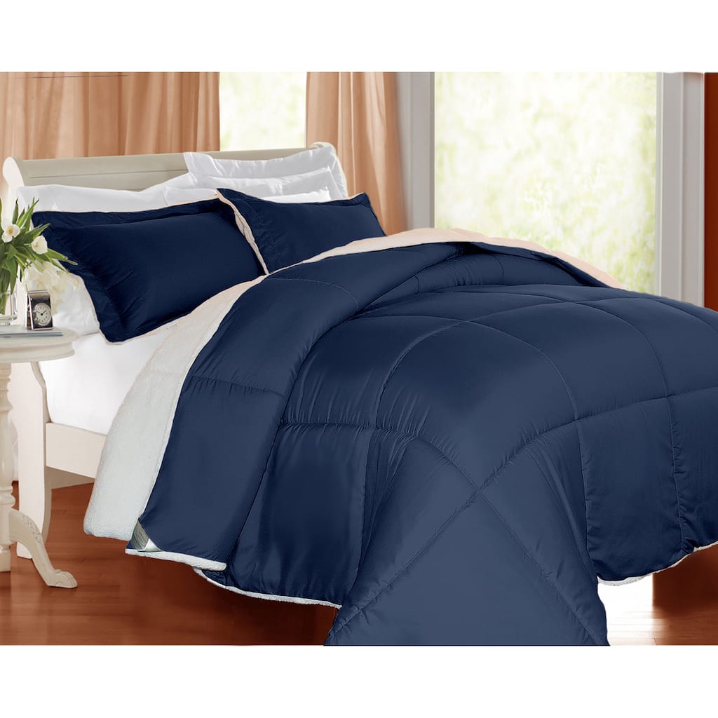 HOME Microfiber and Sherpa Down Alternative 3-piece Comforter Set