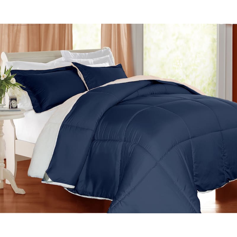 HOME Microfiber and Sherpa Down Alternative 3-piece Comforter Set