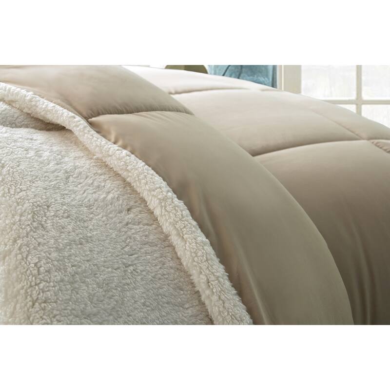 HOME Microfiber and Sherpa Down Alternative 3-piece Comforter Set