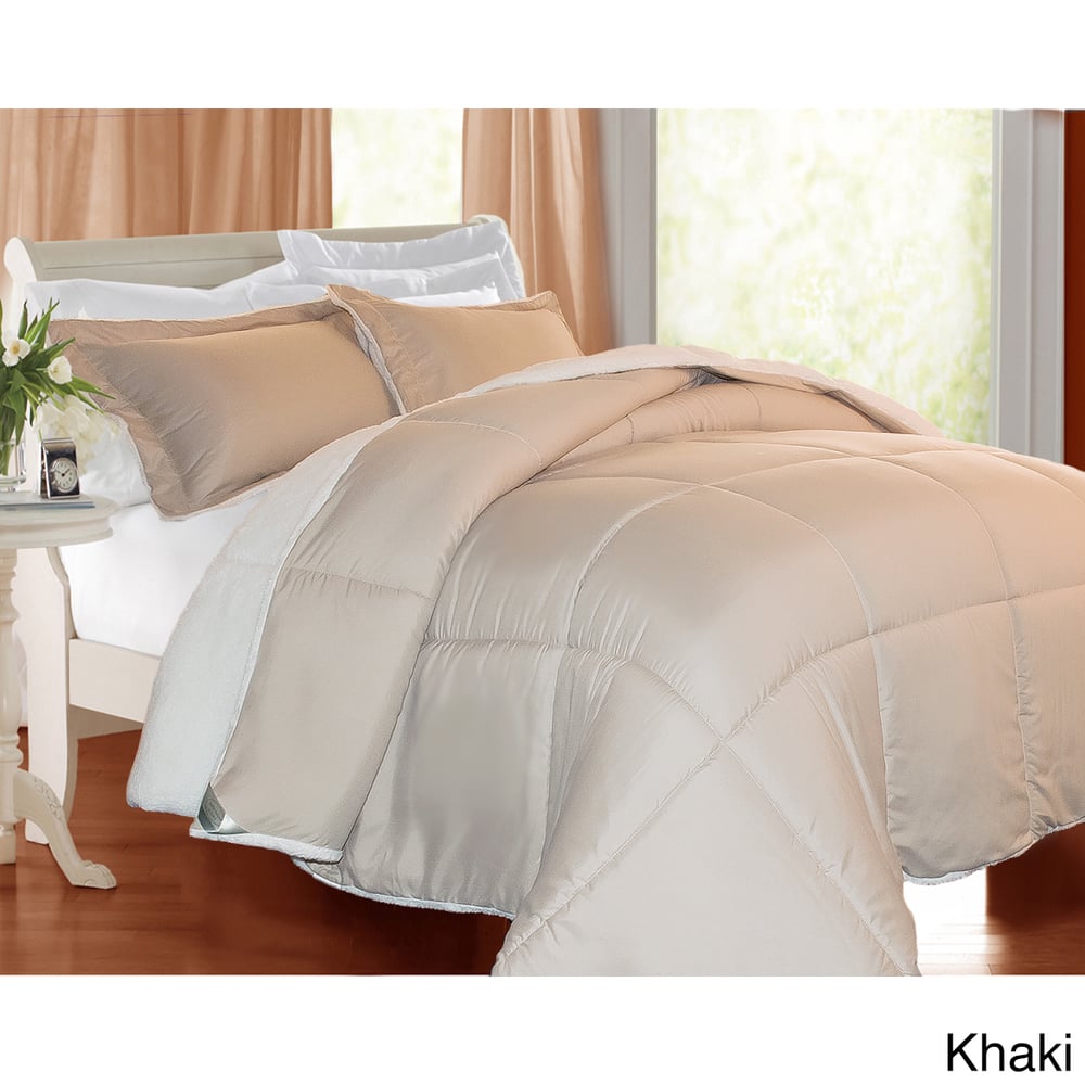 HOME Microfiber and Sherpa Down Alternative 3-piece Comforter Set