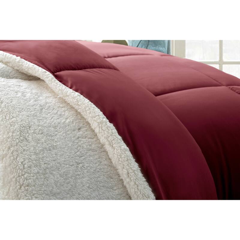 HOME Microfiber and Sherpa Down Alternative 3-piece Comforter Set