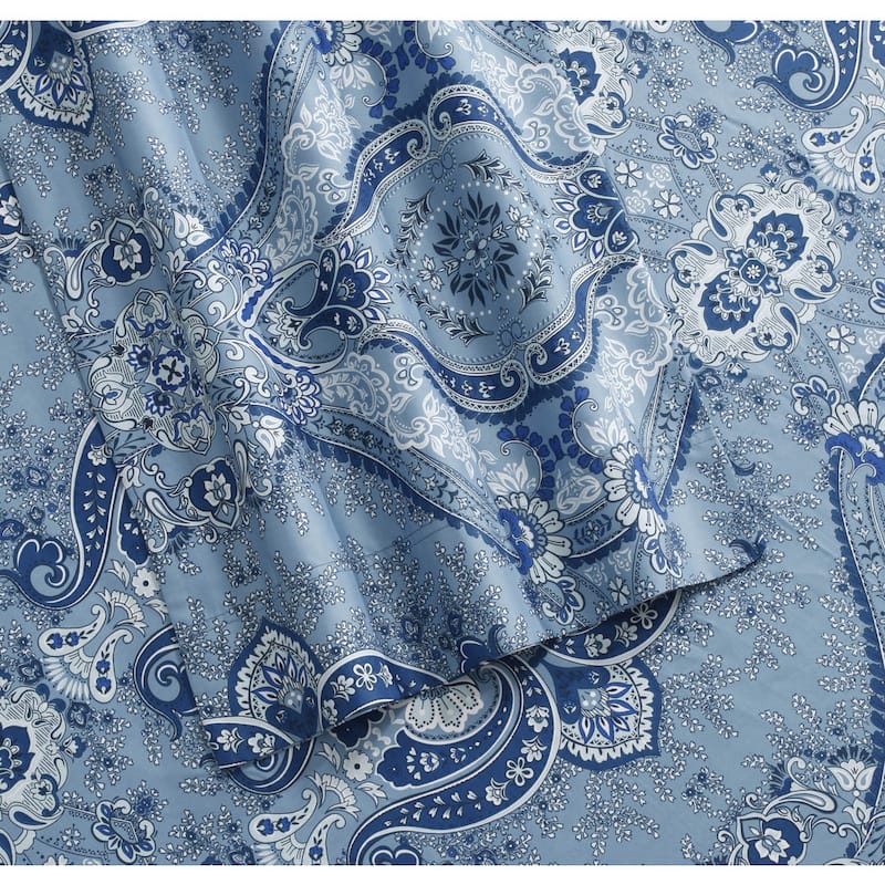 Atlantis Printed 300 TC Cotton Sateen Extra Deep Pocket Bed Sheet Set