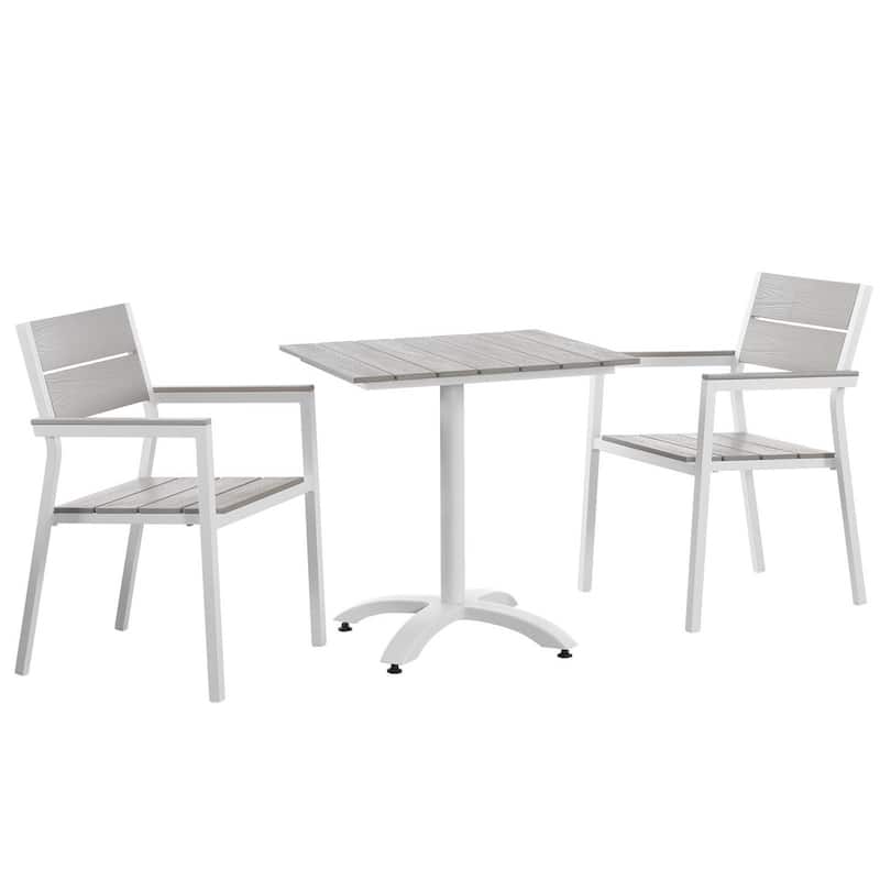 Modway Main 3-Piece Outdoor Patio Dining Set - White/Grey