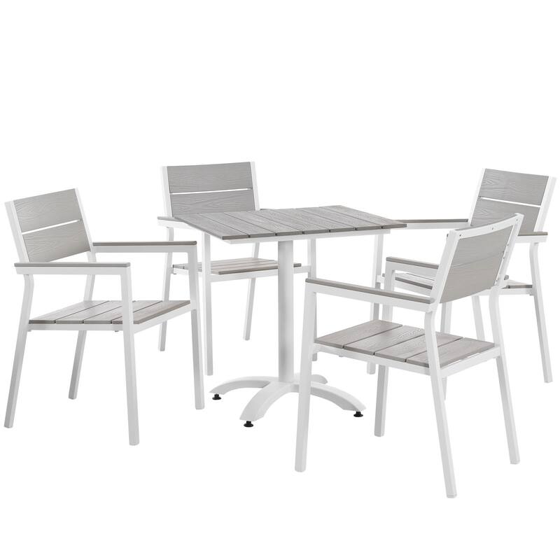 Maine 5-Piece Outdoor Patio Dining Set - White/Grey