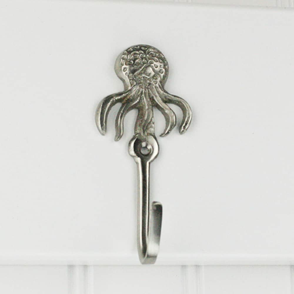 Highpoint Collection Satin Nickel Plated Octopus Wall Hooks - Set of 4