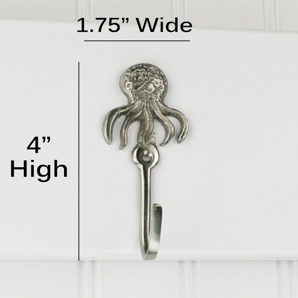 Highpoint Collection Satin Nickel Plated Octopus Wall Hooks - Set of 4 -  satin nickel - satin nickel