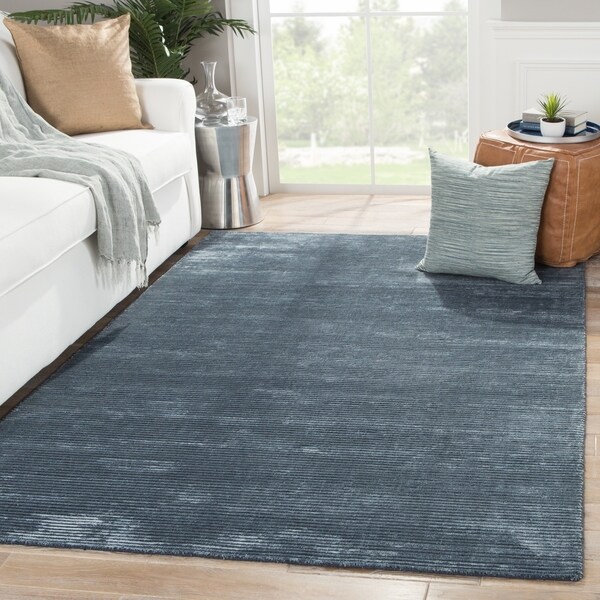 Phase Handmade Solid Dark Blue Area Rug 8 X 10