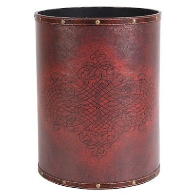 Faux Leather Antique Design Waste Bin