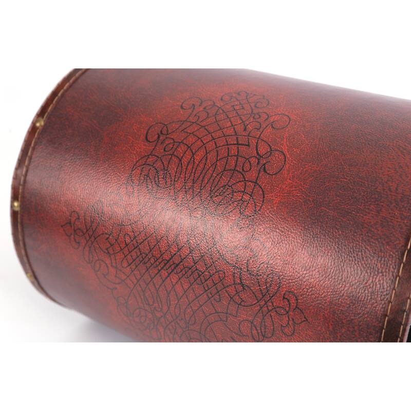 Faux Leather Antique Design Waste Bin