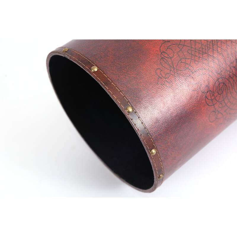 Faux Leather Antique Design Waste Bin