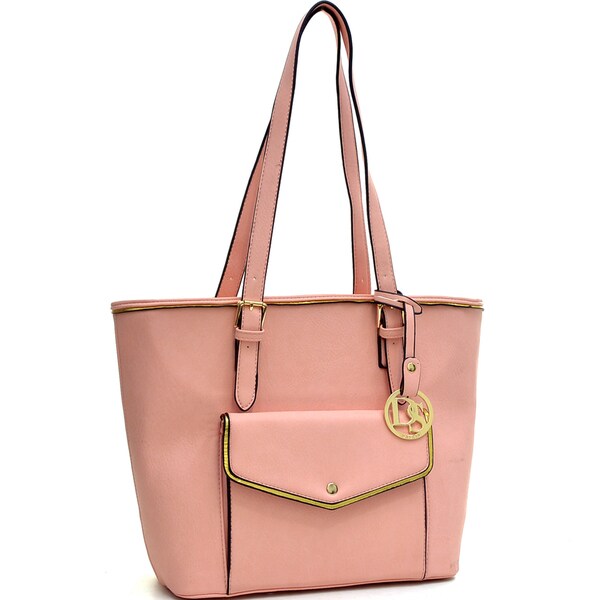 Shop Dasein Faux Leather Envelope Front Tote Bag - On Sale - Overstock ...