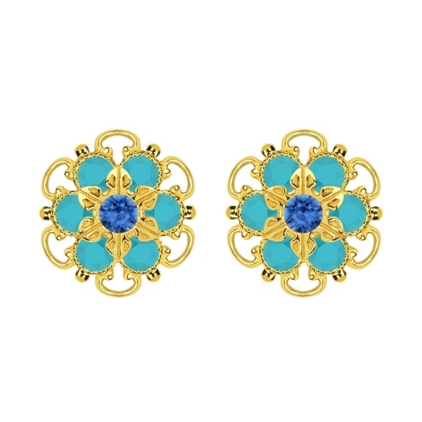 Lucia Costin Gold Over Sterling Silver Blue Turquoise Crystal Lucia Costin Gold Over Sterling Silver Blue Turquoise Crystal Earrings
