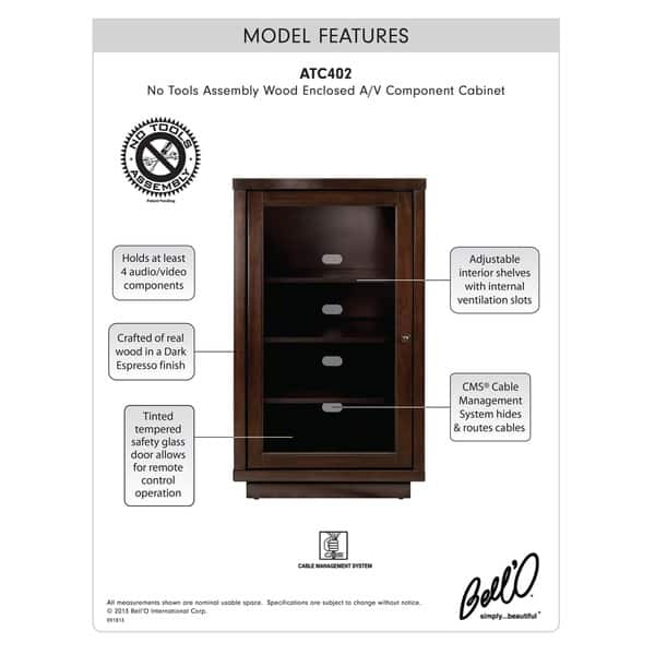 Shop Bell O Av Component Cabinet With Adjustable Shelves Dark