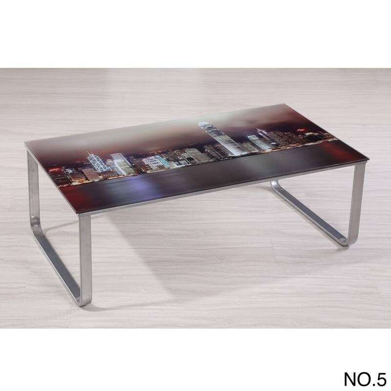 Carter Scenery Pattern Glass Top Coffee Table