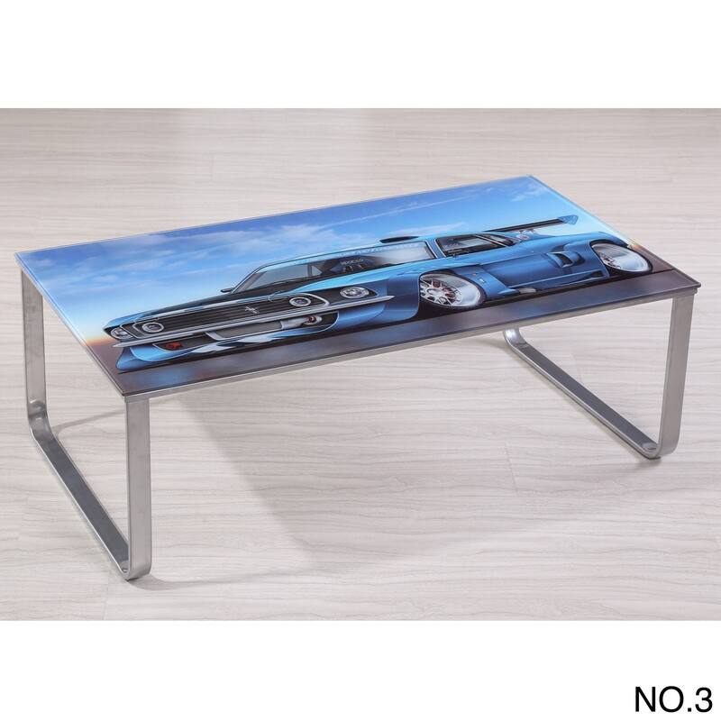 Carter Scenery Pattern Glass Top Coffee Table