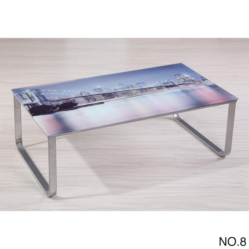 Carter Scenery Pattern Glass Top Coffee Table