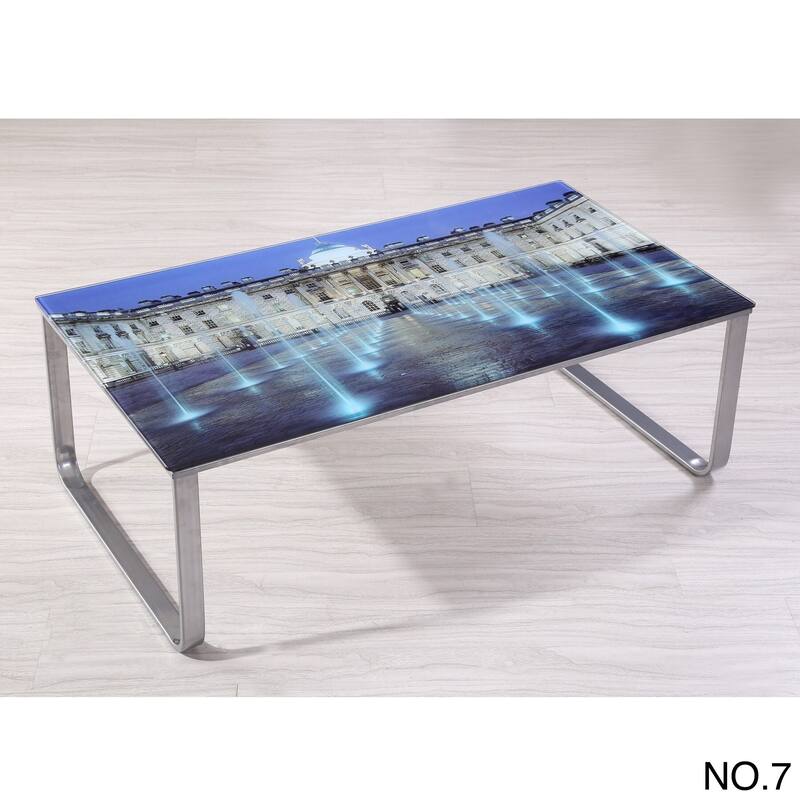 Carter Scenery Pattern Glass Top Coffee Table