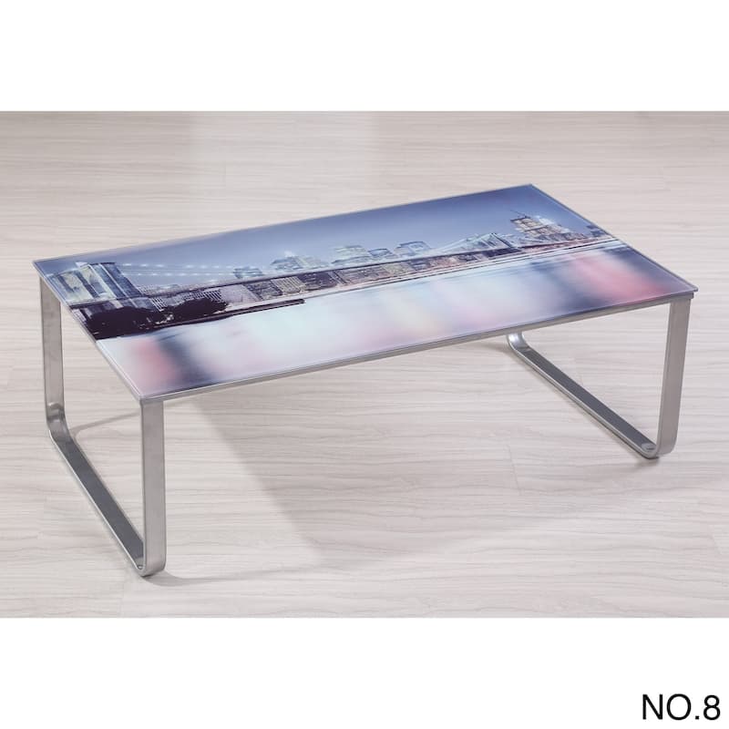 Carter Scenery Pattern Glass Top Coffee Table