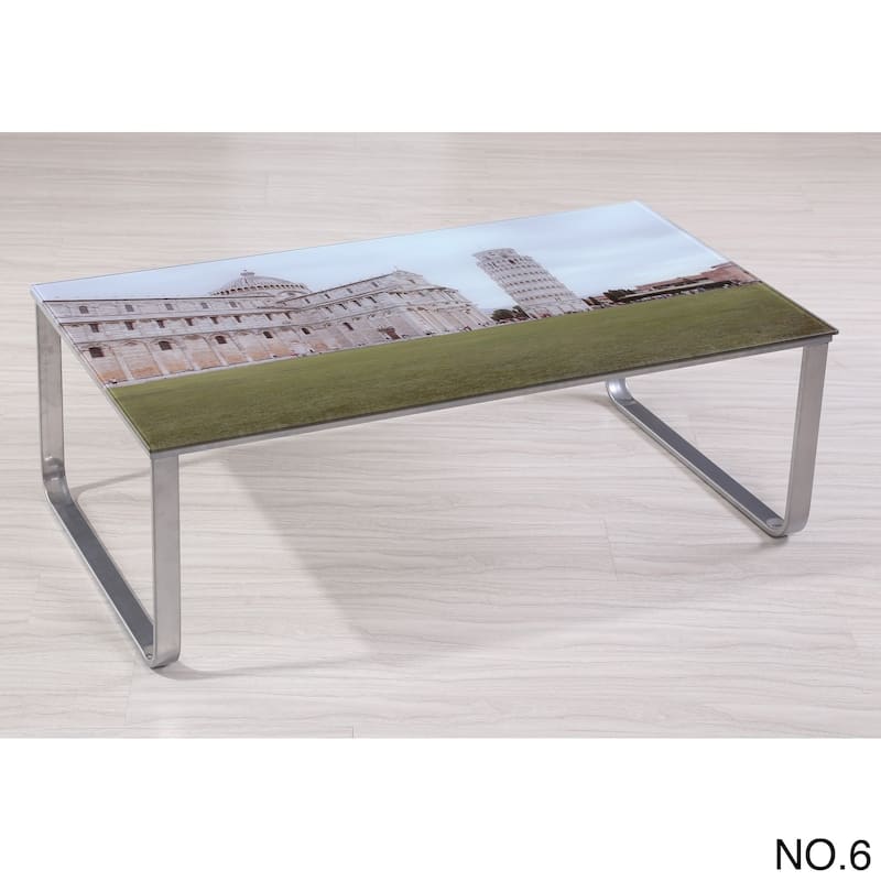 Carter Scenery Pattern Glass Top Coffee Table