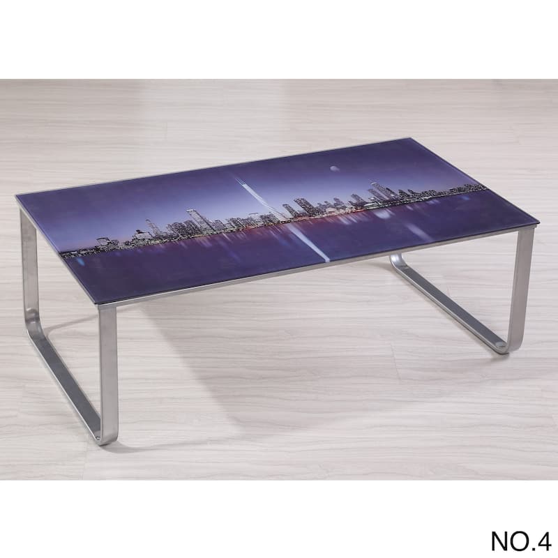 Carter Scenery Pattern Glass Top Coffee Table