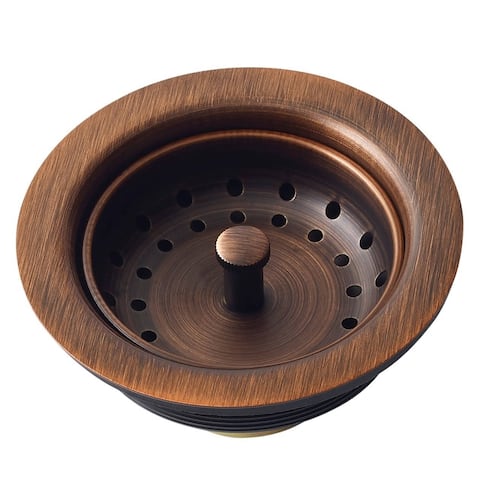 Sinkology Kitchen Sink 3.5" Antique Copper Finished Solid Brass Kitchen Sink Strainer - Brown