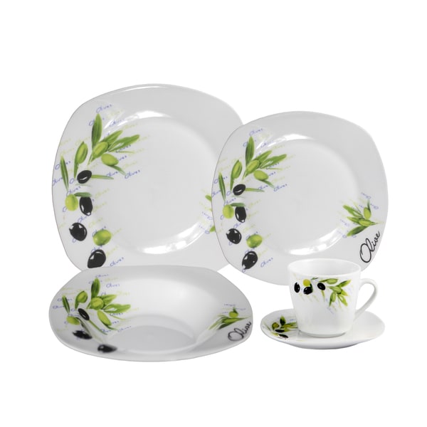 Shop Porcelain Olive Dinnerware 20piece Set Free Shipping Today