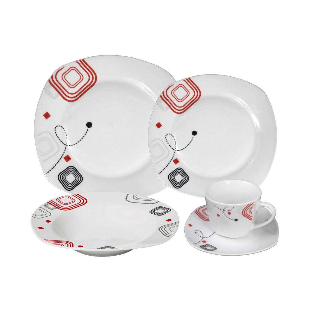 Porcelain Geo Dinnerware 16-piece Set