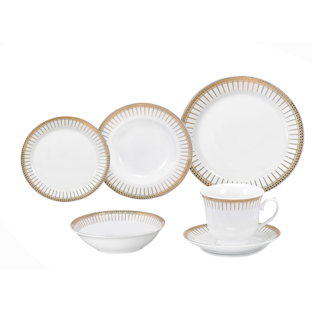 Lorren Home Trends Aria Porcelain Dinnerware 24-piece Set
