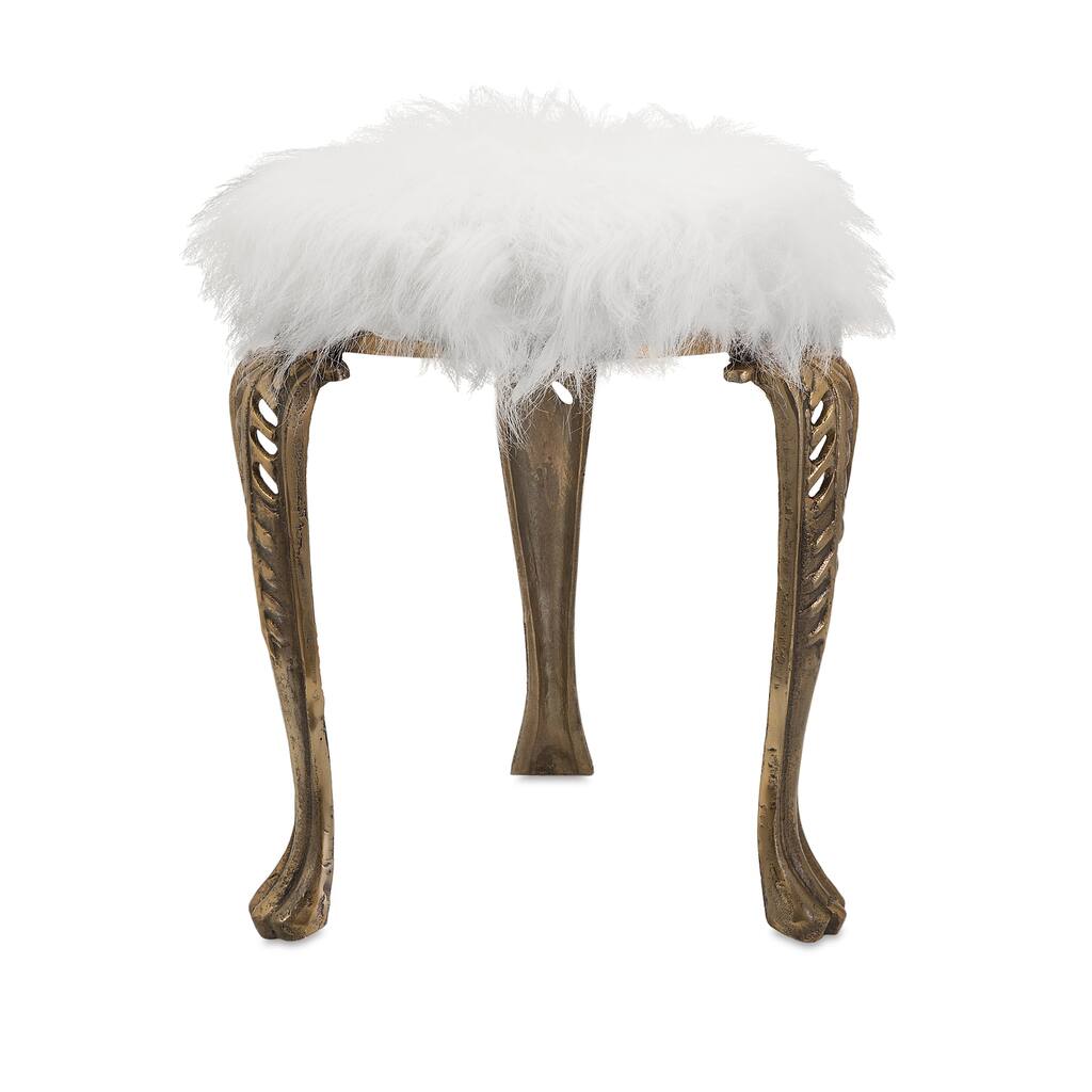 Nikki Chu Neely White Fur Stool