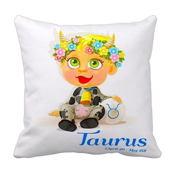 Mia Lee Baby Zodiac Taurus Throw Pillow