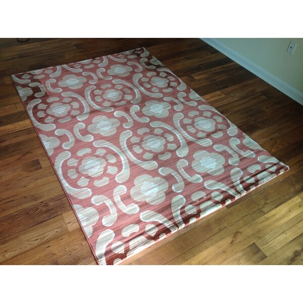 Shop Burnt Orange Beige Transitional Contemporary Area Rug Free