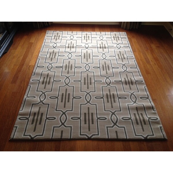 Shop Lattice Brown Beige Soft Plush Contemporary Area Rug 6'6 x 9'6