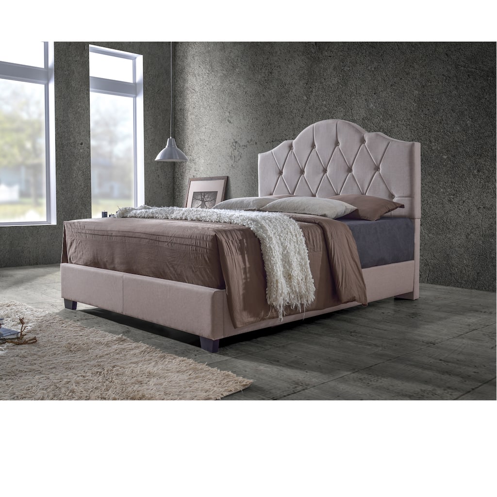 Earp Transitional Brown Fabric Upholstered Button Tufted Bed-King