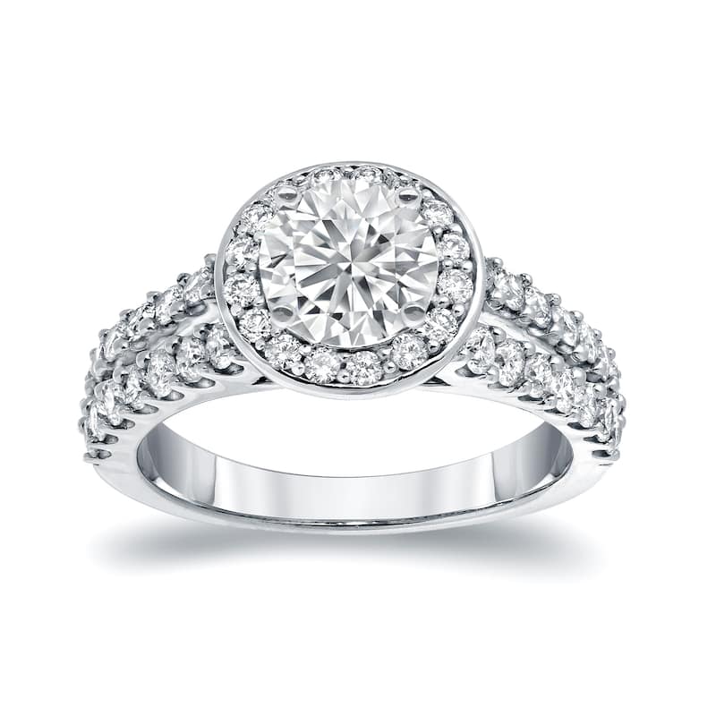 Auriya 14k Gold 1 1/2ctw Round Diamond Halo Engagement Ring (H-I, I1-I2)