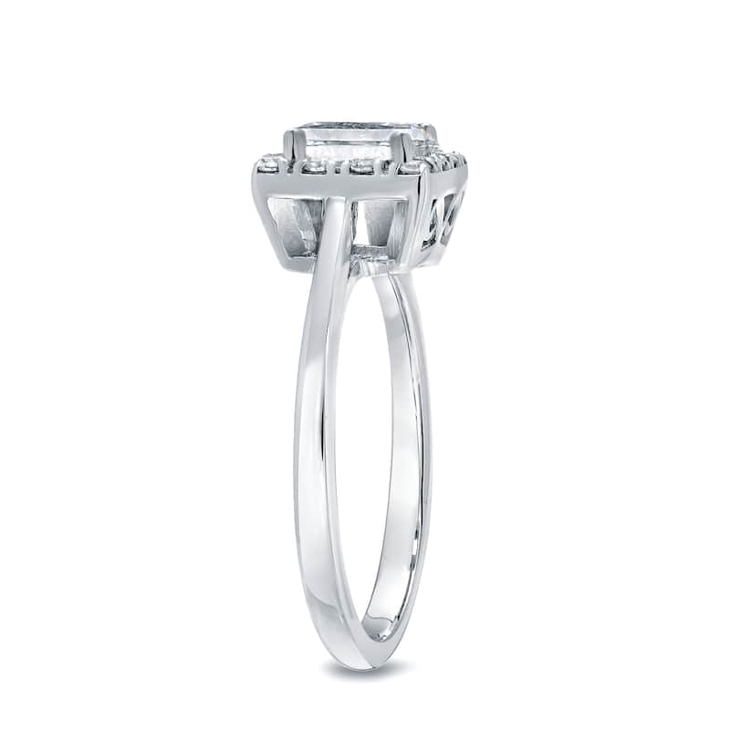 Auriya 1ct TDW Square Princess-Cut Diamond Halo Engagement Ring 14k White Gold (I-J, I1-I2)