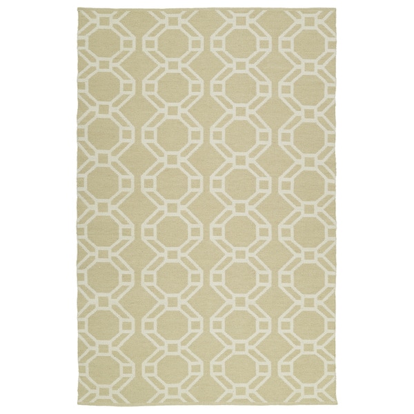 Indoor/Outdoor Laguna Khaki and Ivory Geo Flat-Weave Rug (8'0 x 10'0) - 8' x 10'