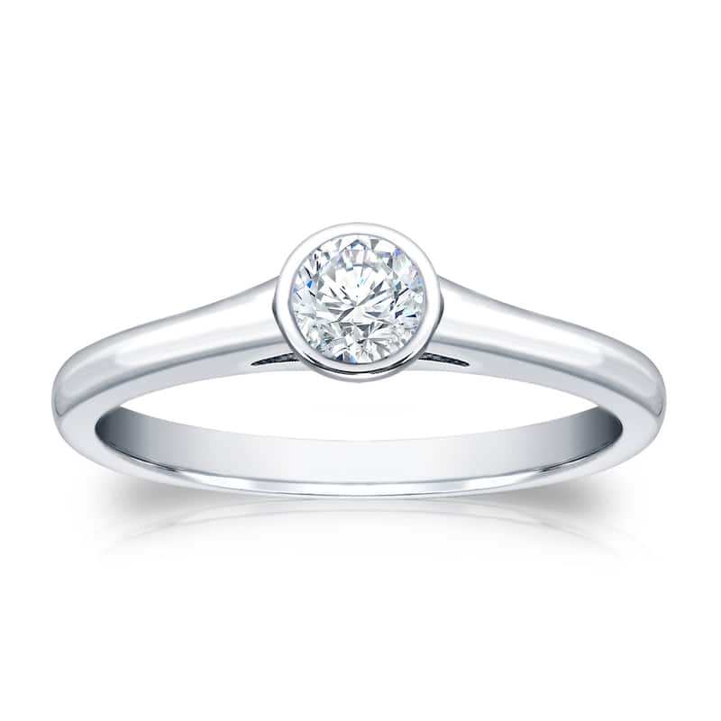 Auriya Platinum 1/4ctw Bezel-set Solitaire Diamond Engagement Ring