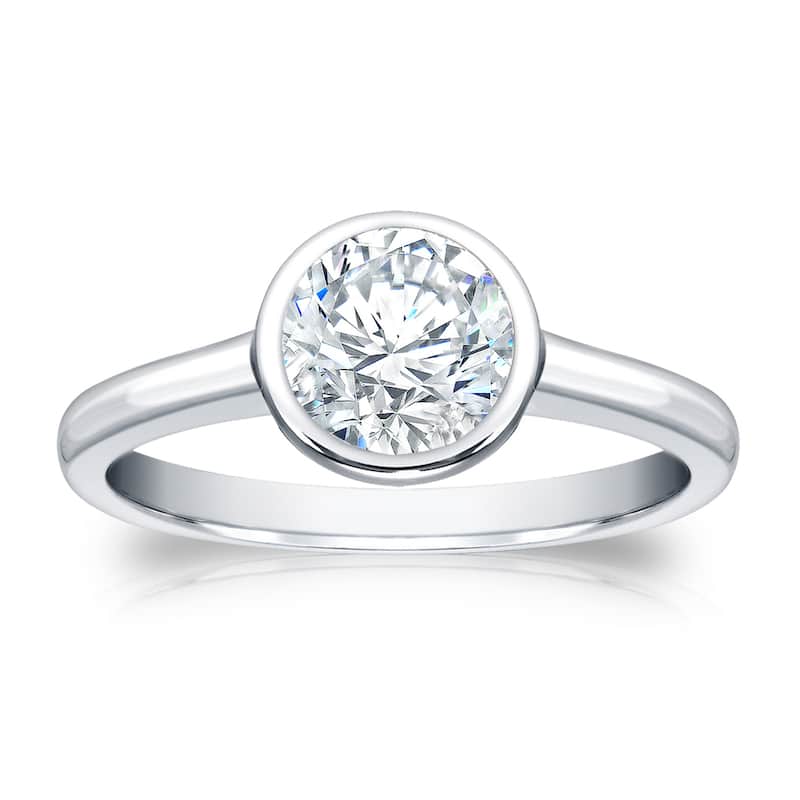 Auriya 18k Gold 1ctw Bezel Solitaire Diamond Engagement Ring