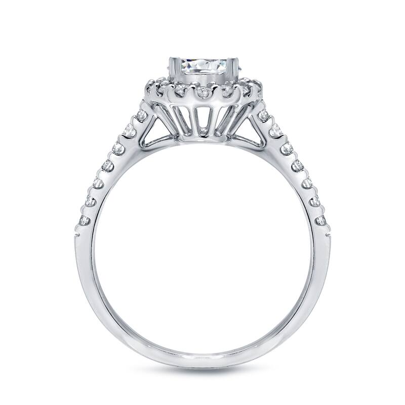 Auriya 1 1/4ct TDW Round Diamond Halo Engagement Ring Set 14k White Gold Certified