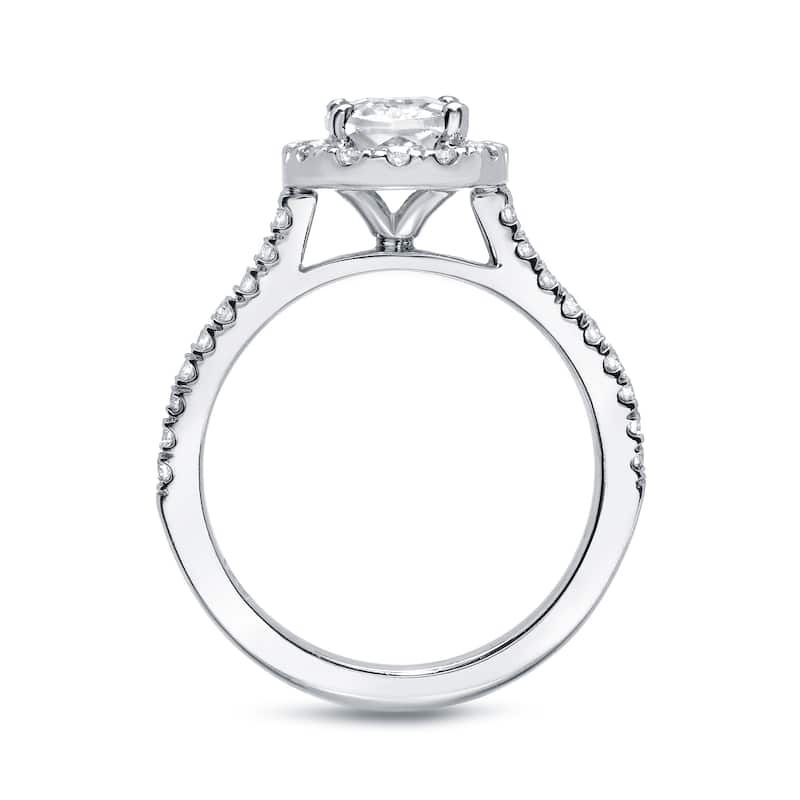 Auriya 14k Gold 2ctw Cushion-cut Halo Diamond Engagement Ring Set