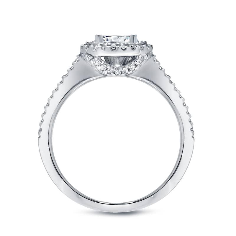 Auriya 14k Gold 2ctw Modern Round Halo Diamond Engagement Ring Set