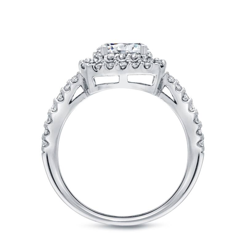 Auriya 14k White Gold 1 1/2ct TDW Princess-cut Diamond Double Halo Engagement Ring (I-J, I1-I2)