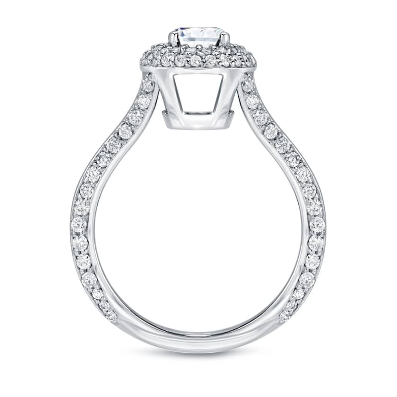 Auriya Modern 1 1/2ct TDW Round Diamond Halo Engagement Ring 14k White Gold
