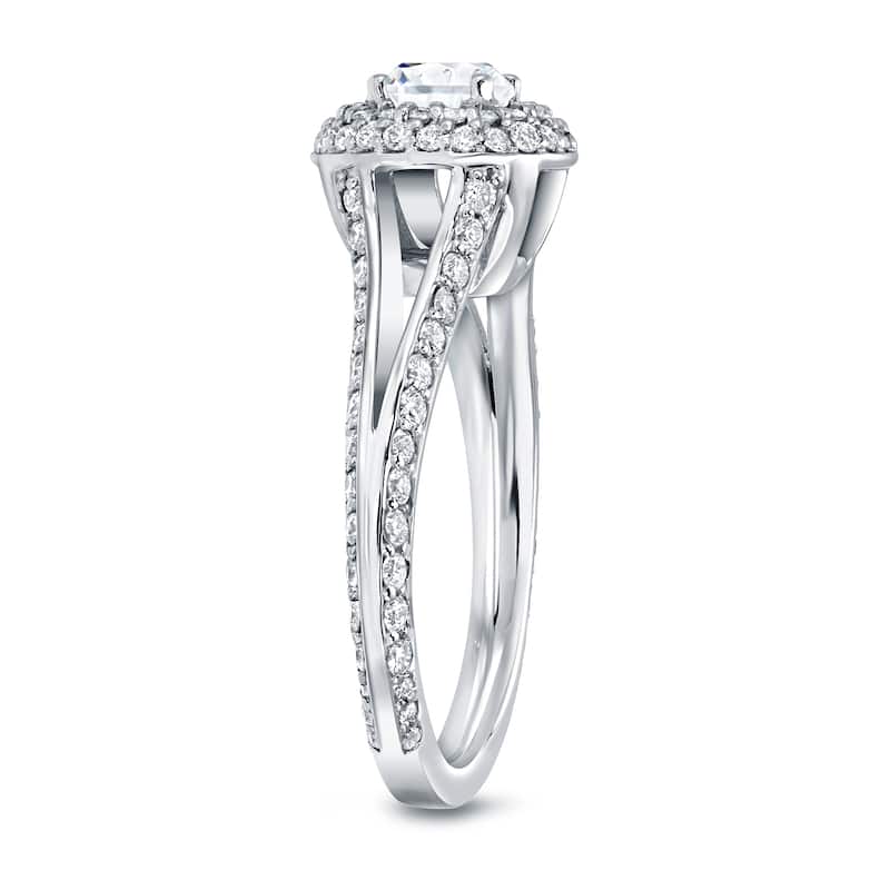 Auriya Modern 1 1/2ct TDW Round Diamond Halo Engagement Ring 14k White Gold