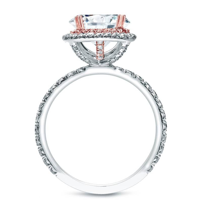 Auriya 14k Two-tone Gold 1 3/4ctw Cushion-cut Halo Diamond Engagement Ring Certified