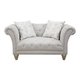 Hutton Off-White Linen-Look Button Tufted Loveseat - Thumbnail 0